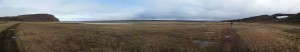 The trail through the soggy tundra. Much of this trail was either submerged in water or the soil was completely saturated. (Photo credit: John Kelly)