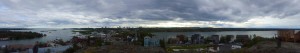 Panorama from the top of the lookout point. The blue house in the middle of the picture reminded me of the Weasley's house!
